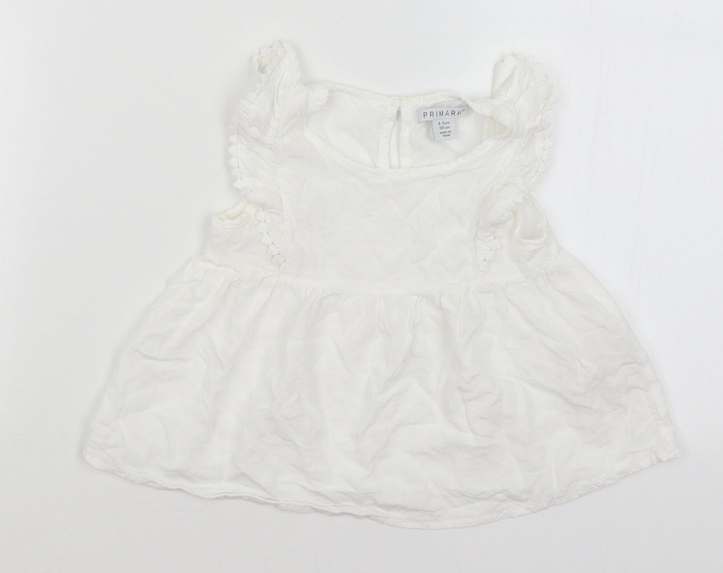 Primark Girls White   Basic Blouse Size 4-5 Years
