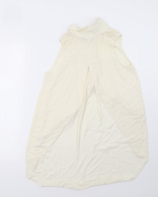 Dorothy Perkins Womens White  Mesh Basic Button-Up Size 10