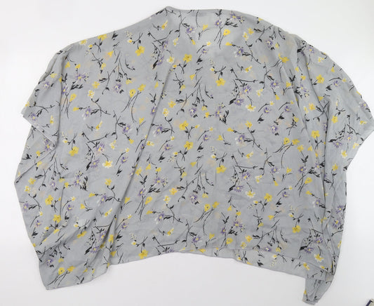 urban mist Womens Blue Floral  Wrap Blouse One Size