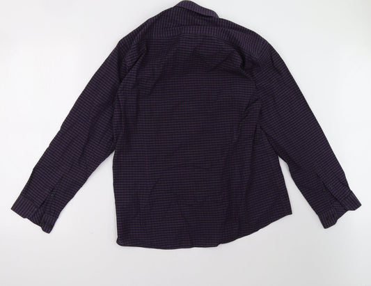 Cedar Wood State Mens Purple Check   Polo Size 16.5
