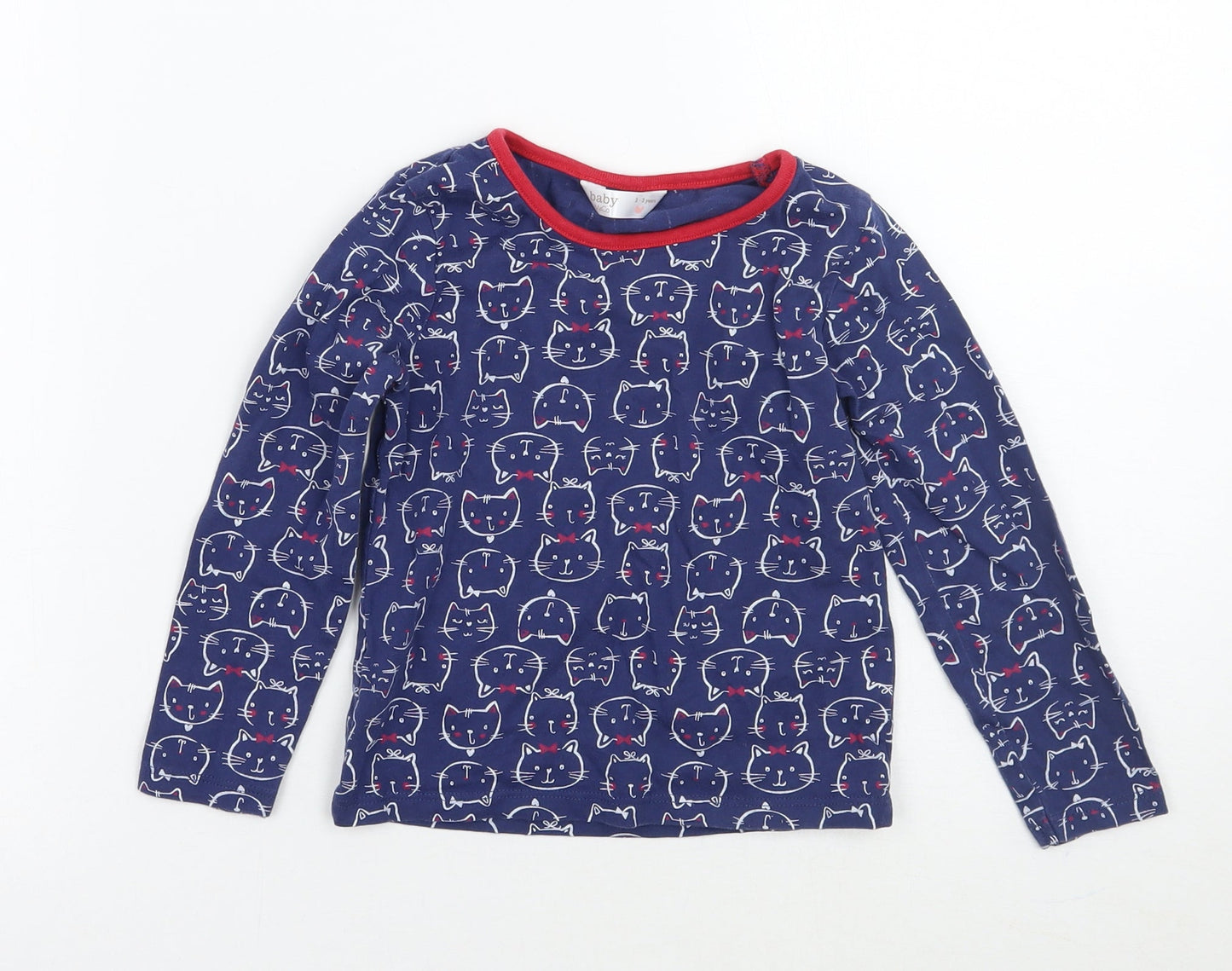 M&Co Girls Blue Geometric  Basic T-Shirt Size 2-3 Years