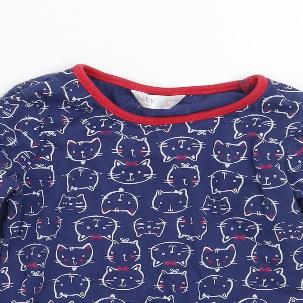 M&Co Girls Blue Geometric  Basic T-Shirt Size 2-3 Years