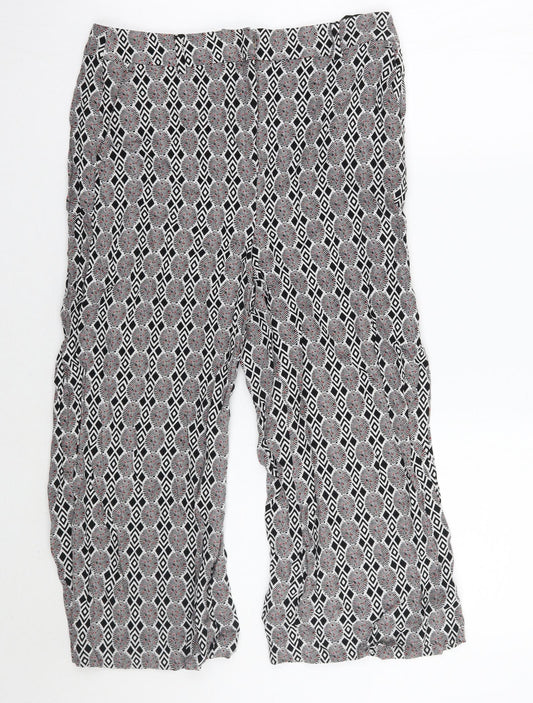 NEXT Womens White Geometric  Cropped Trousers Size 10 L20 in
