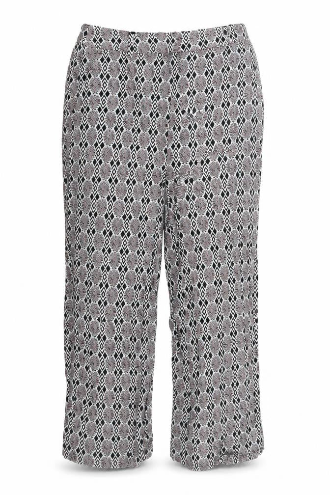 NEXT Womens White Geometric  Cropped Trousers Size 10 L20 in