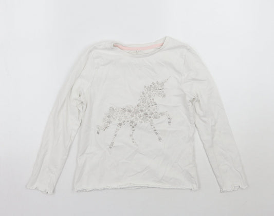 George Girls White Geometric  Basic T-Shirt Size 9-10 Years