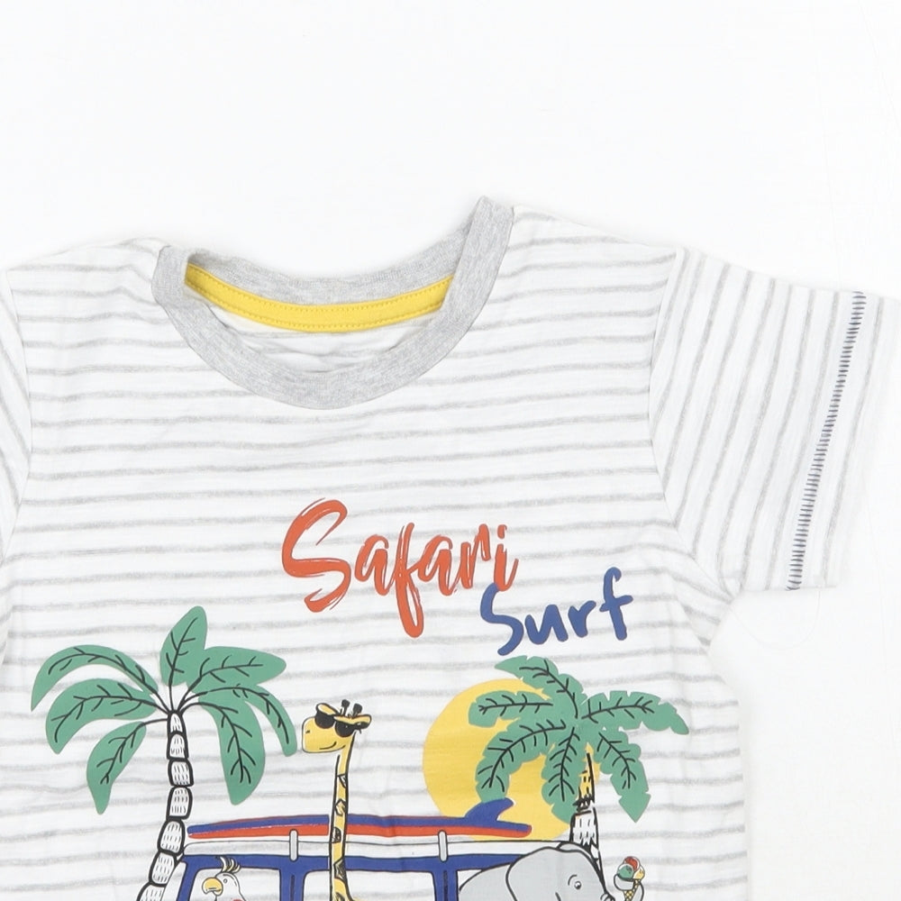 Matalan Boys White Striped  Basic T-Shirt Size 2-3 Years