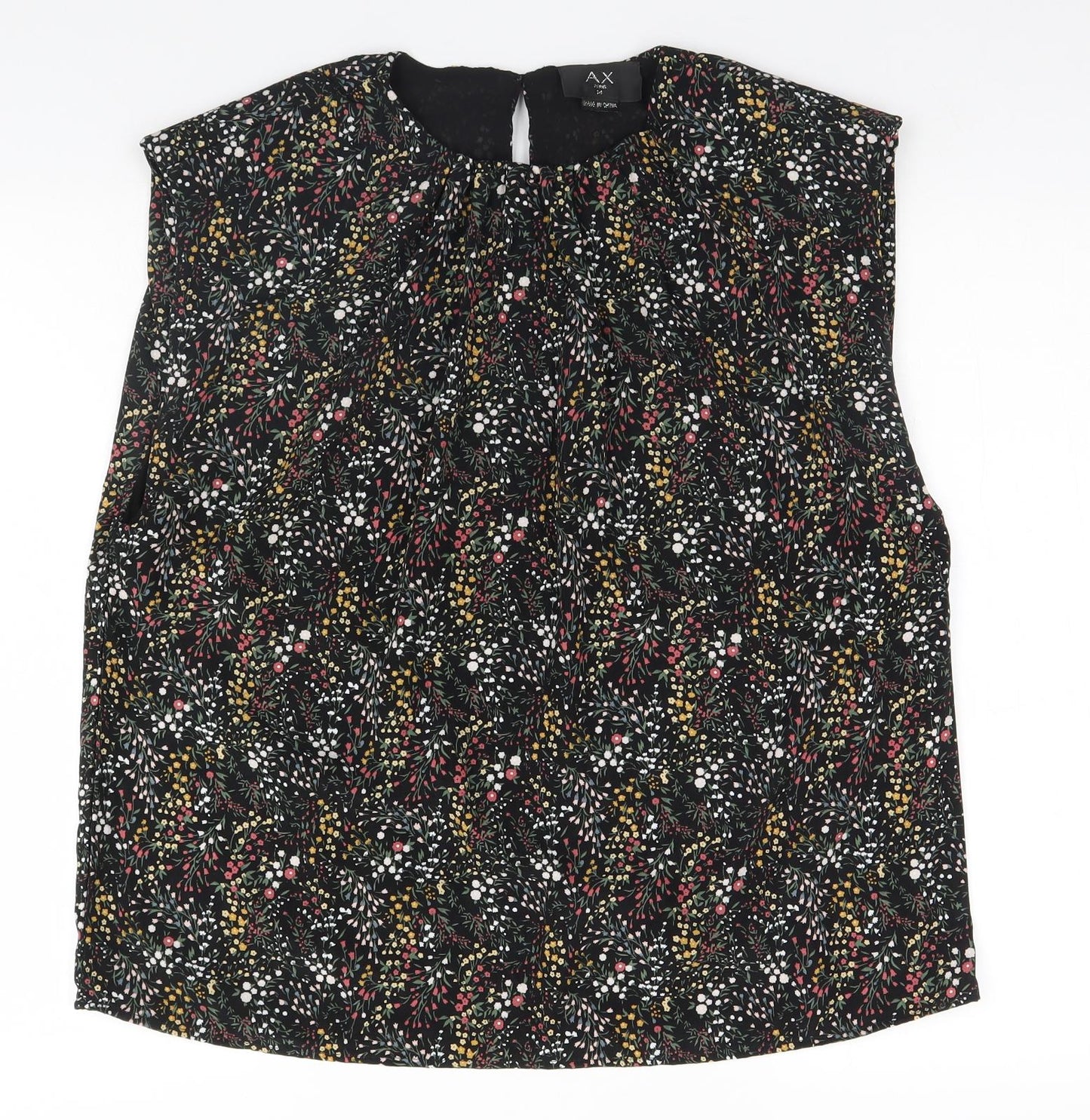 AX Paris Womens Black Floral  Basic T-Shirt Size 14
