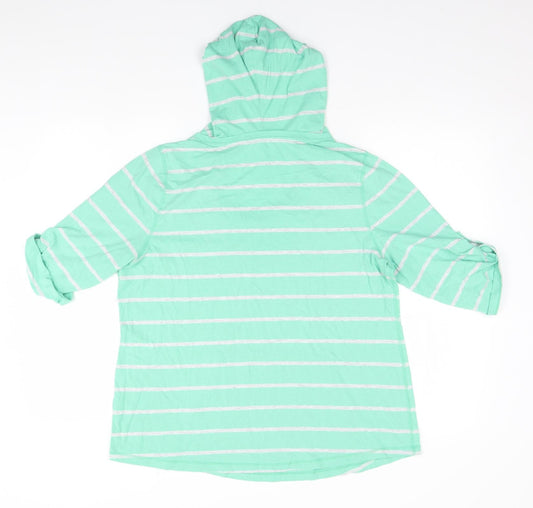 Sonoma Mens Green Striped  Pullover Hoodie Size L