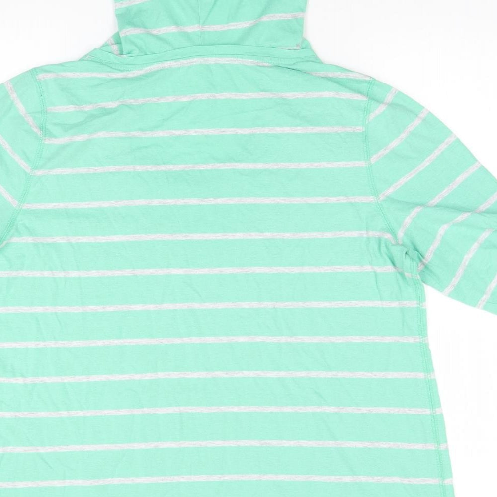 Sonoma Mens Green Striped  Pullover Hoodie Size L