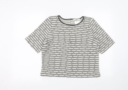Oasis Womens White Striped  Basic T-Shirt Size M
