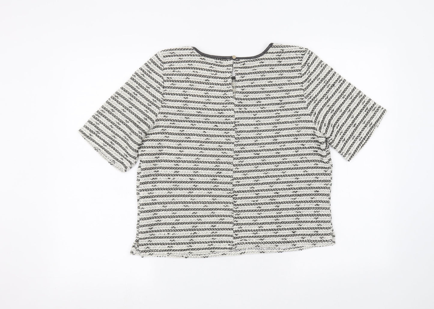 Oasis Womens White Striped  Basic T-Shirt Size M