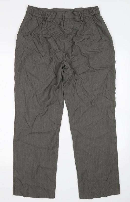 M&S Womens Grey Striped  Trousers  Size 14 L27 in