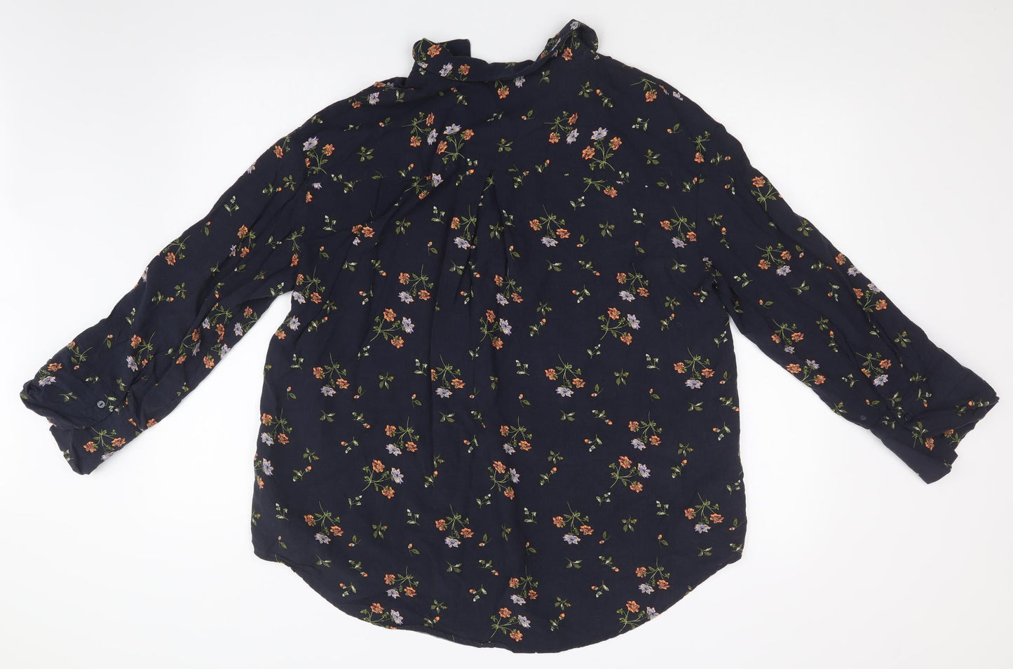H&M Womens Blue Floral  Basic Blouse Size S