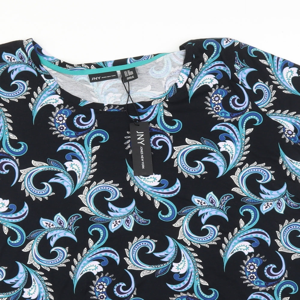 Jones New York Womens Multicoloured Paisley  Basic T-Shirt Size 2XS