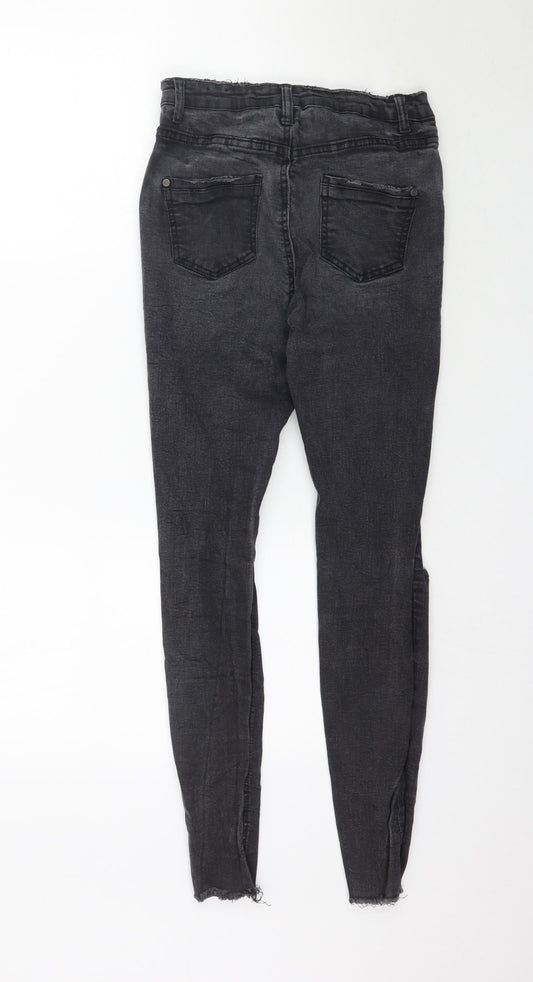 Missguided Womens Grey  Denim Skinny Jeans Size 12 L28 in - Washed black