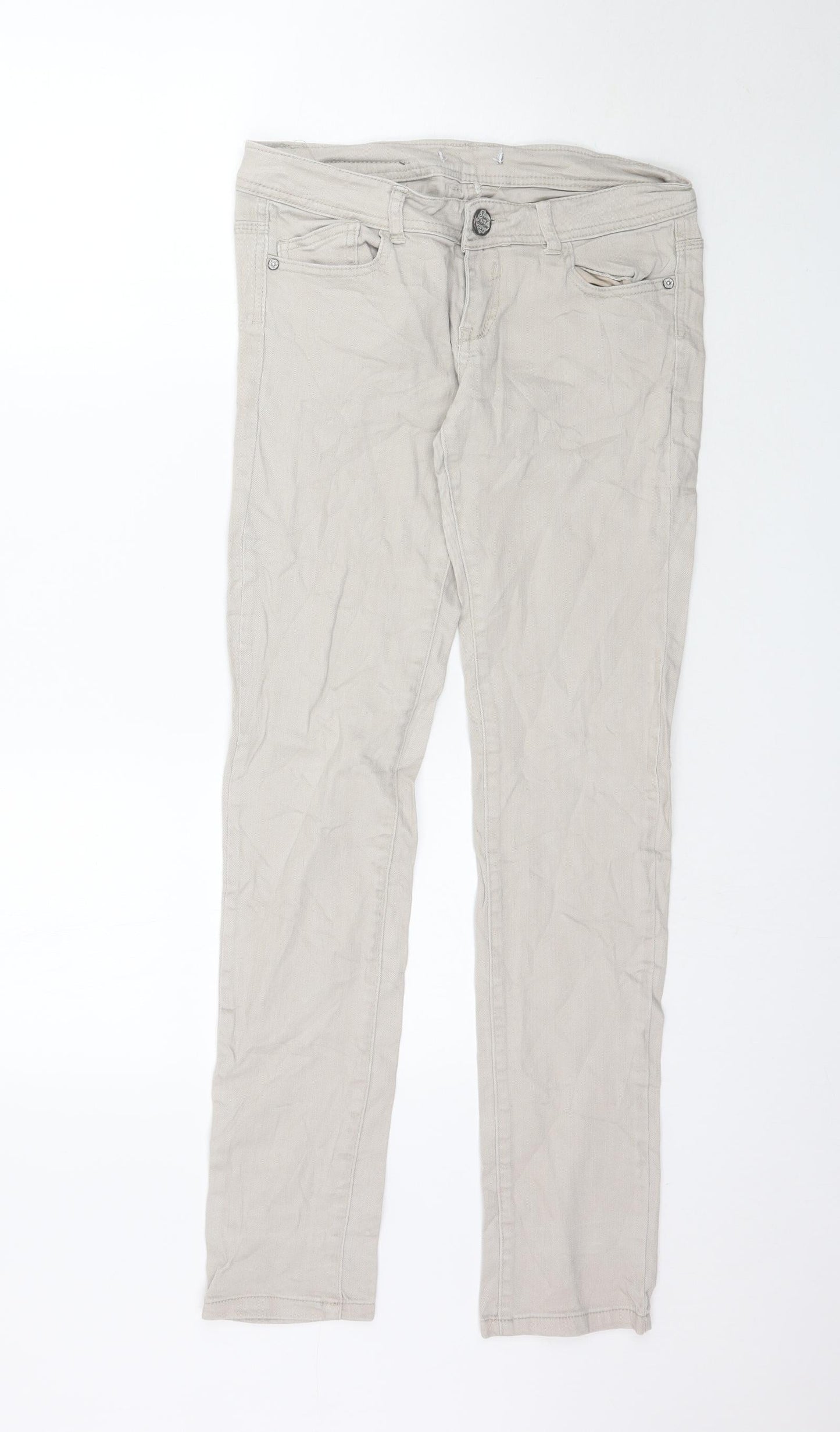 Preworn Womens Beige  Denim Skinny Jeans Size 32 in L32 in