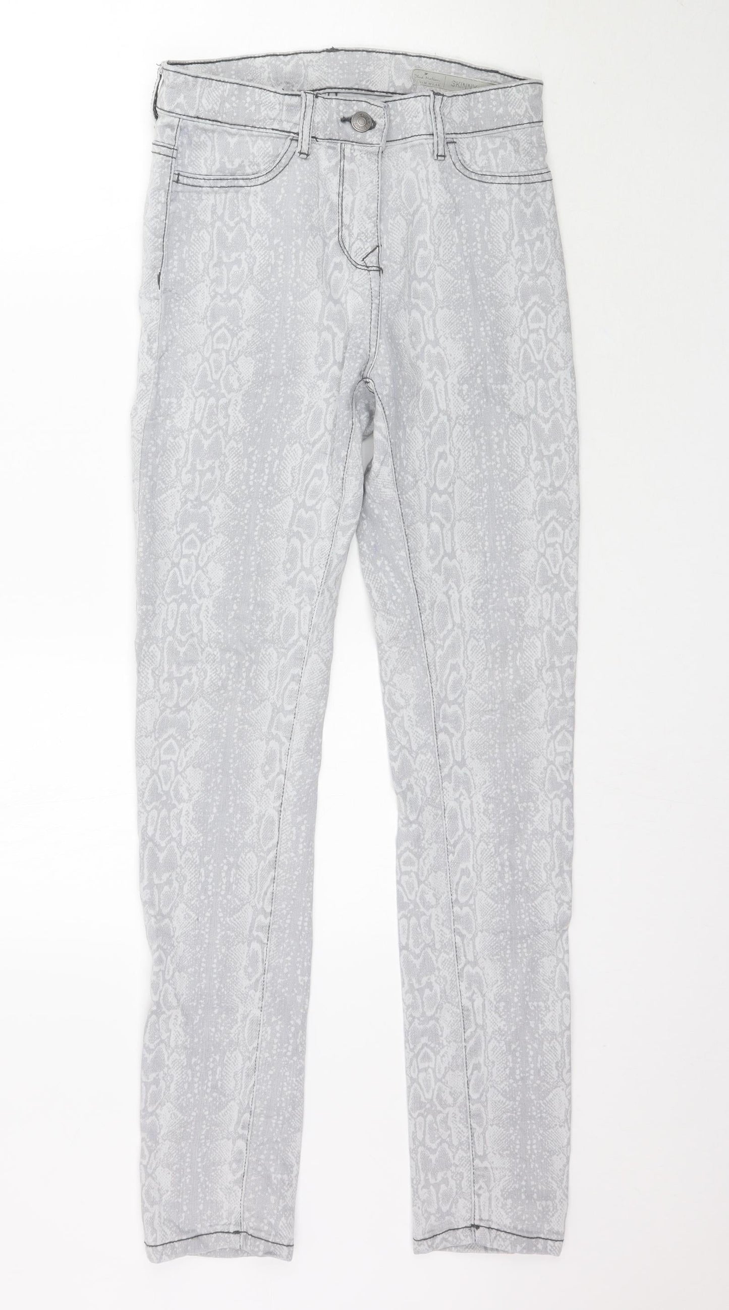 Blue Motion Womens Grey Animal Print Denim Skinny Jeans Size 8 L32 in - Snake print