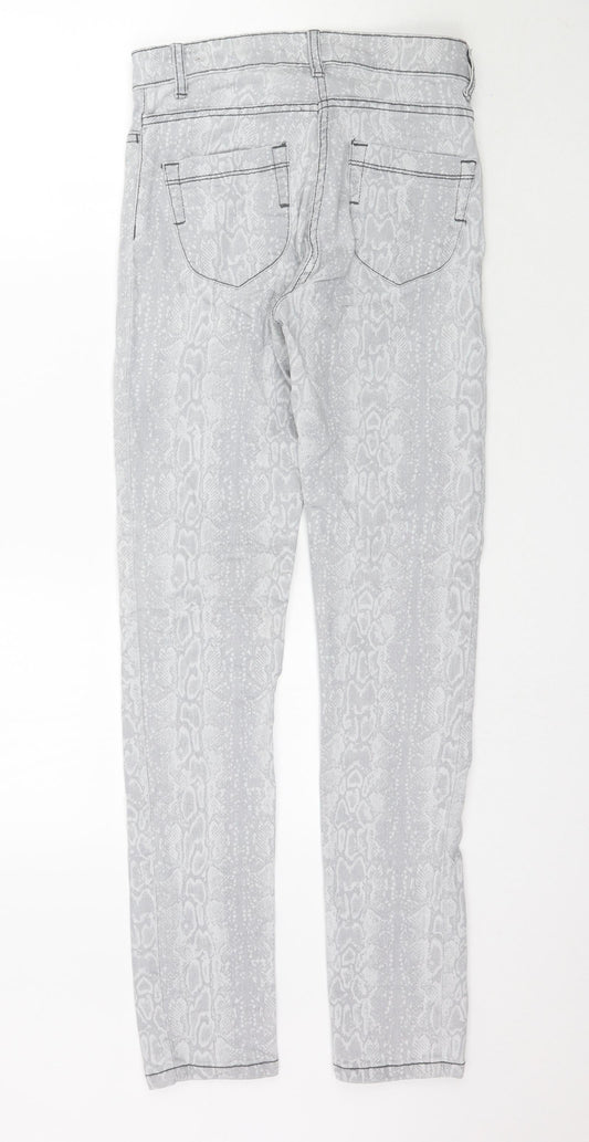 Blue Motion Womens Grey Animal Print Denim Skinny Jeans Size 8 L32 in - Snake print