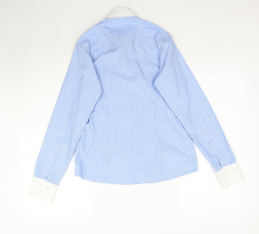 Preworn Womens Blue Striped  Basic Button-Up Size M