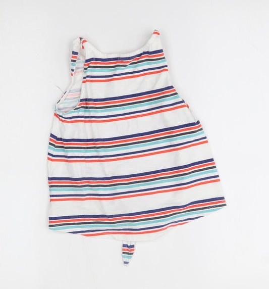NEXT Girls White Striped  Basic Tank Size 7 Years