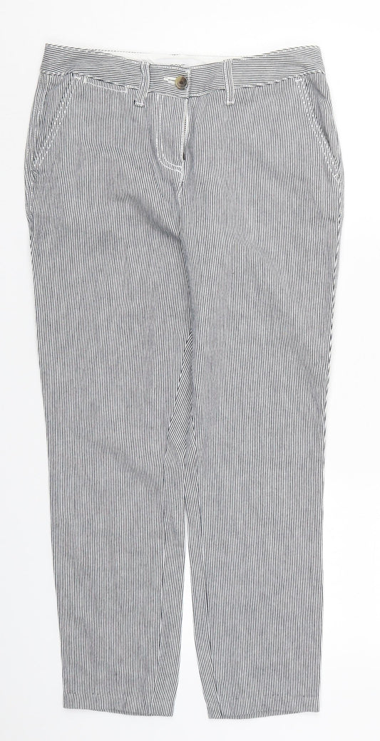 NEXT Womens Black Striped  Trousers  Size 6 L25 in - Black and White