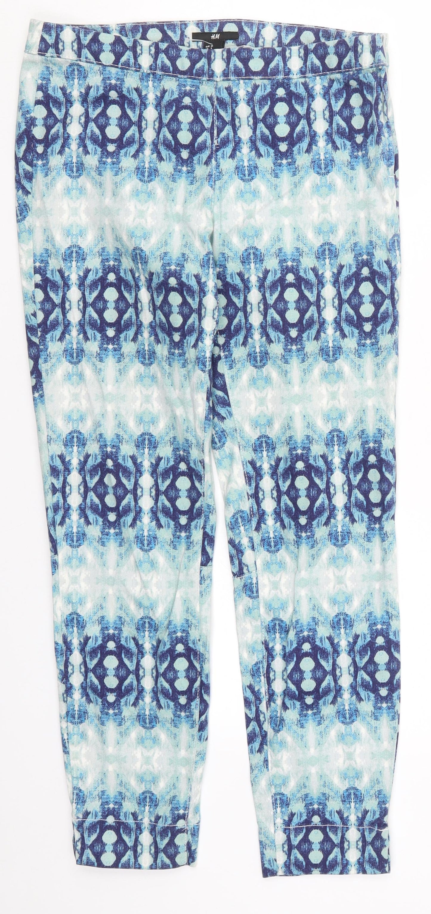 H&M Womens Blue Geometric Denim Jegging Jeans Size 10 L26 in