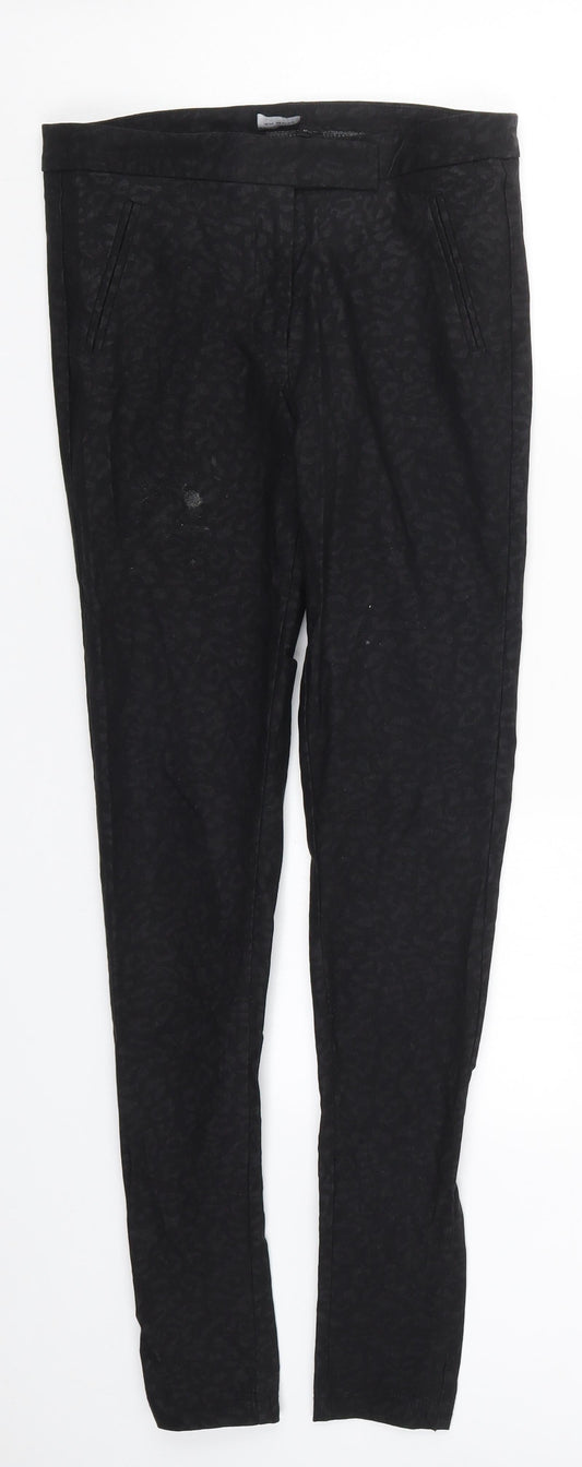 Dorothy Perkins Womens Black Animal Print Denim Skinny Jeans Size 10 L30 in