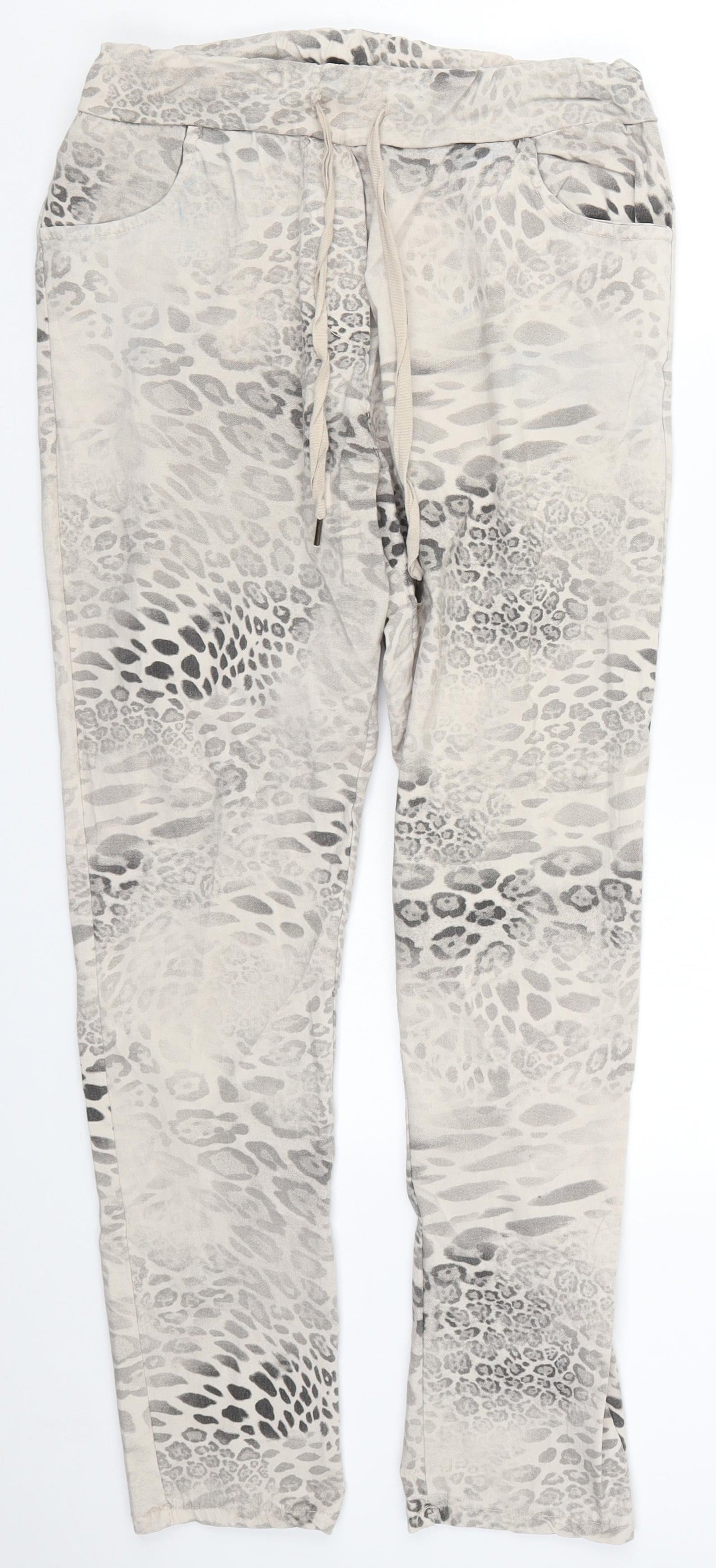 Preworn Womens Beige Animal Print  Trousers  Size 32 in L28.5 in