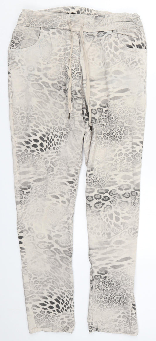 Preworn Womens Beige Animal Print  Trousers  Size 32 in L28.5 in
