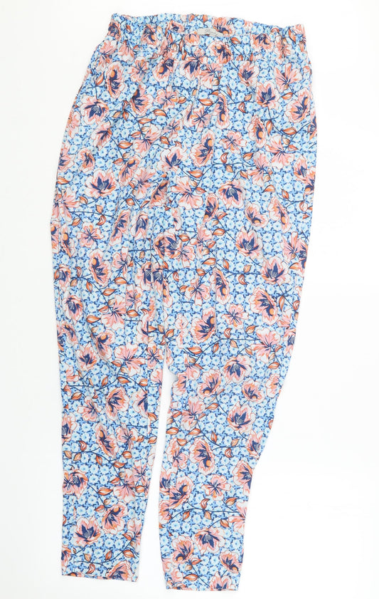 Peacocks Womens Blue Floral  Trousers  Size 12 L27 in