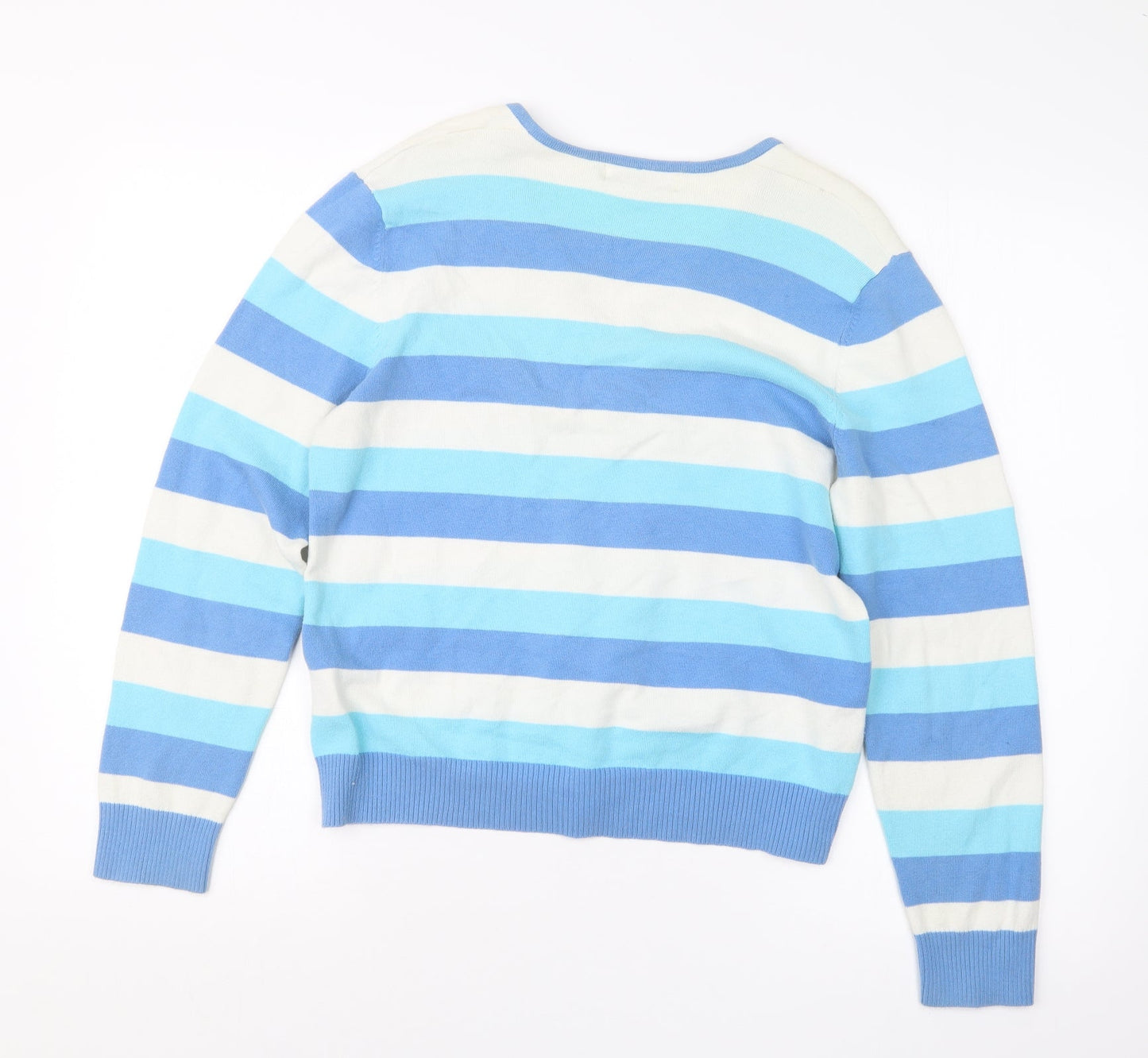 FABRIZIO  Womens Blue Striped  Pullover Jumper Size M