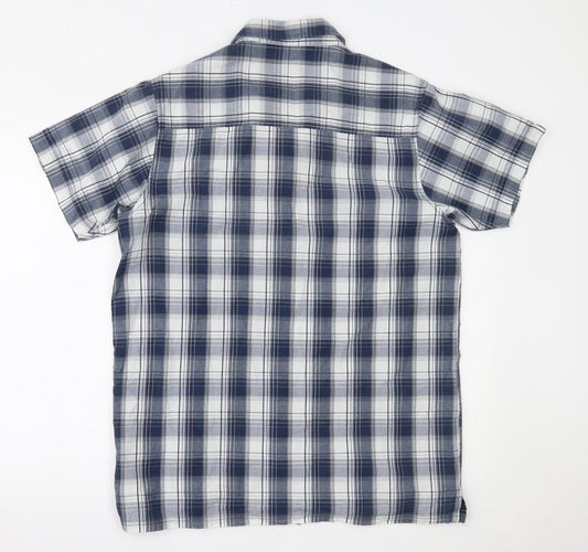 ACS Mens Blue Plaid   Button-Up Size L