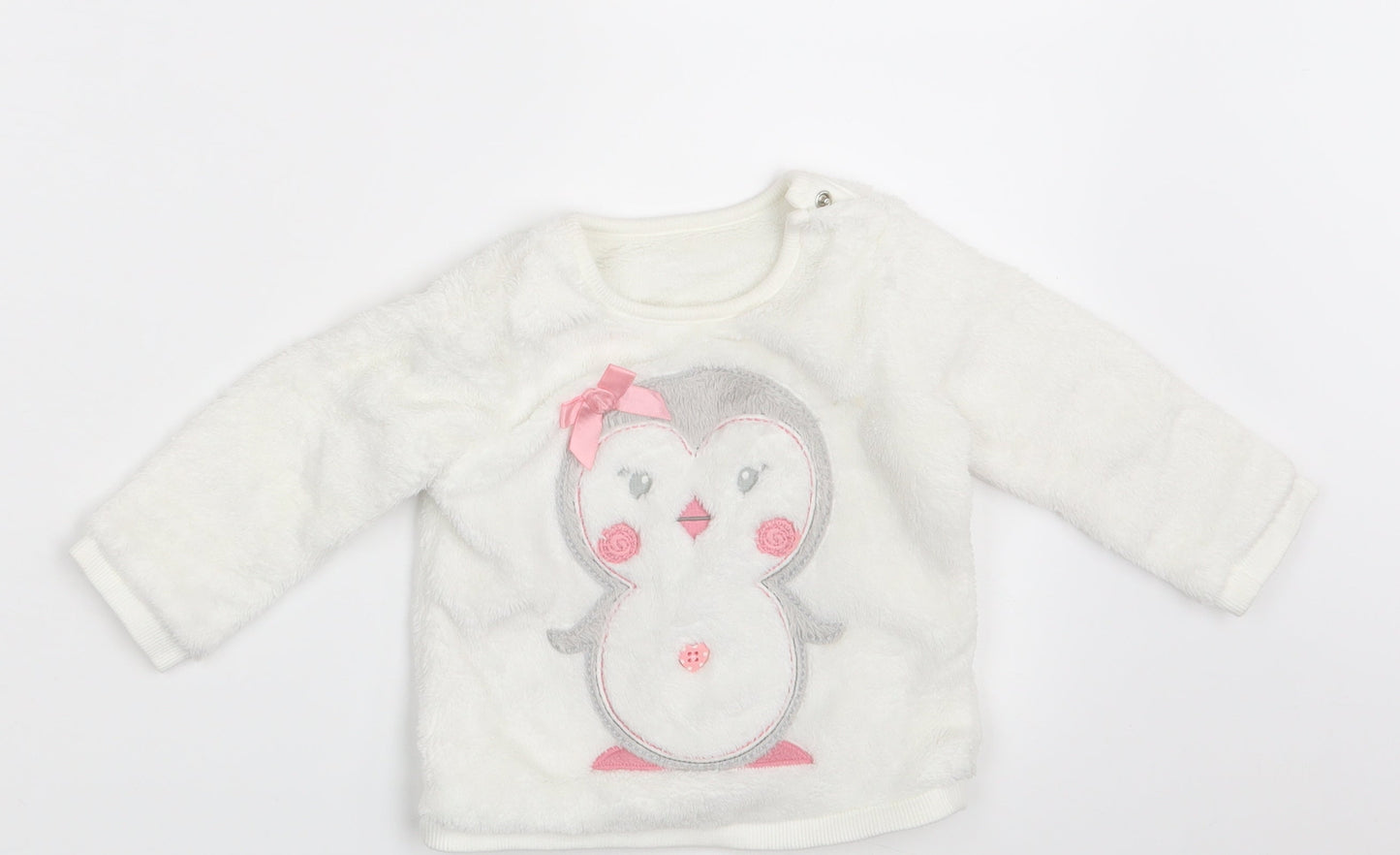 George Girls White   Pullover Jumper Size 6-9 Months