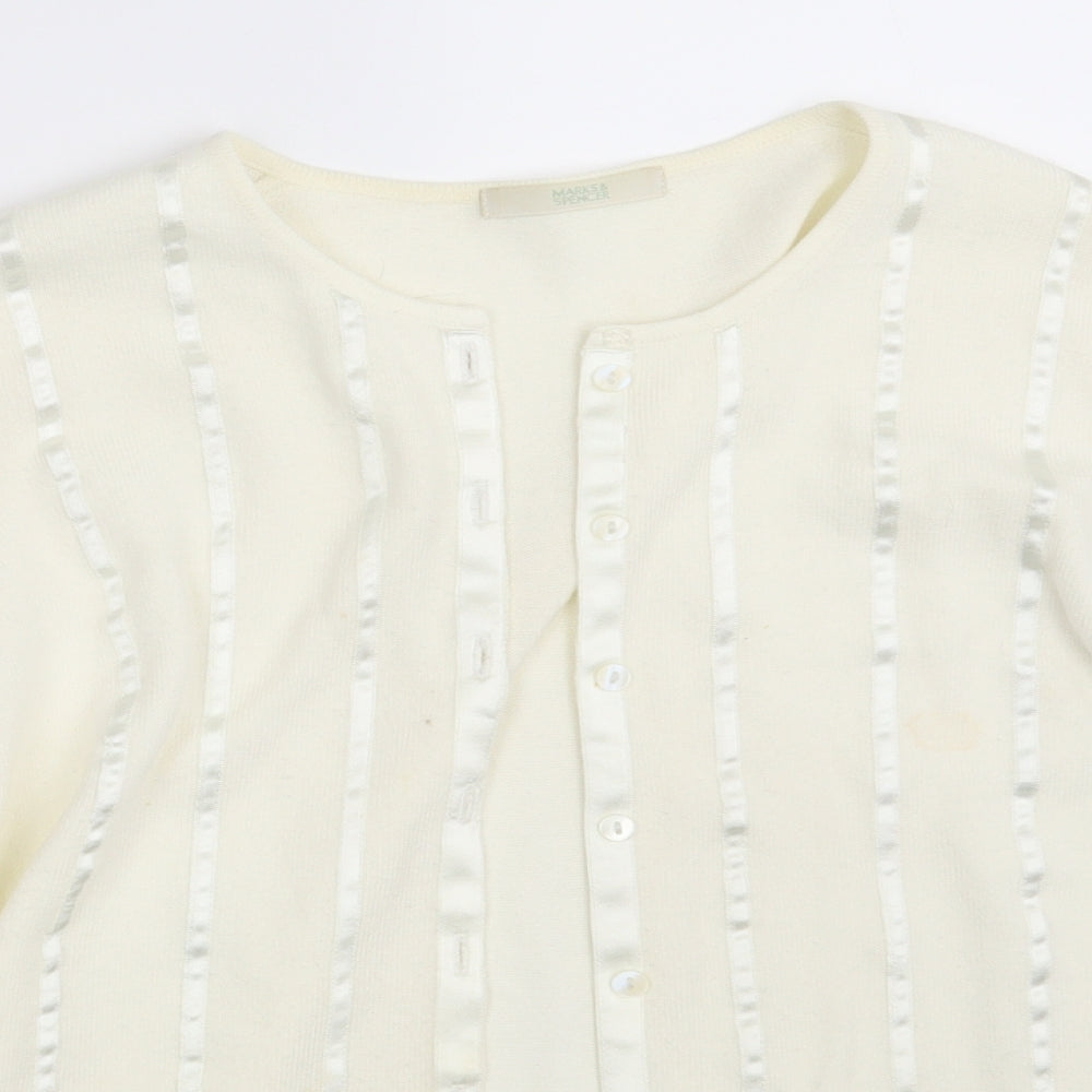 M&S Womens Ivory  Knit Cardigan Jumper Size 12