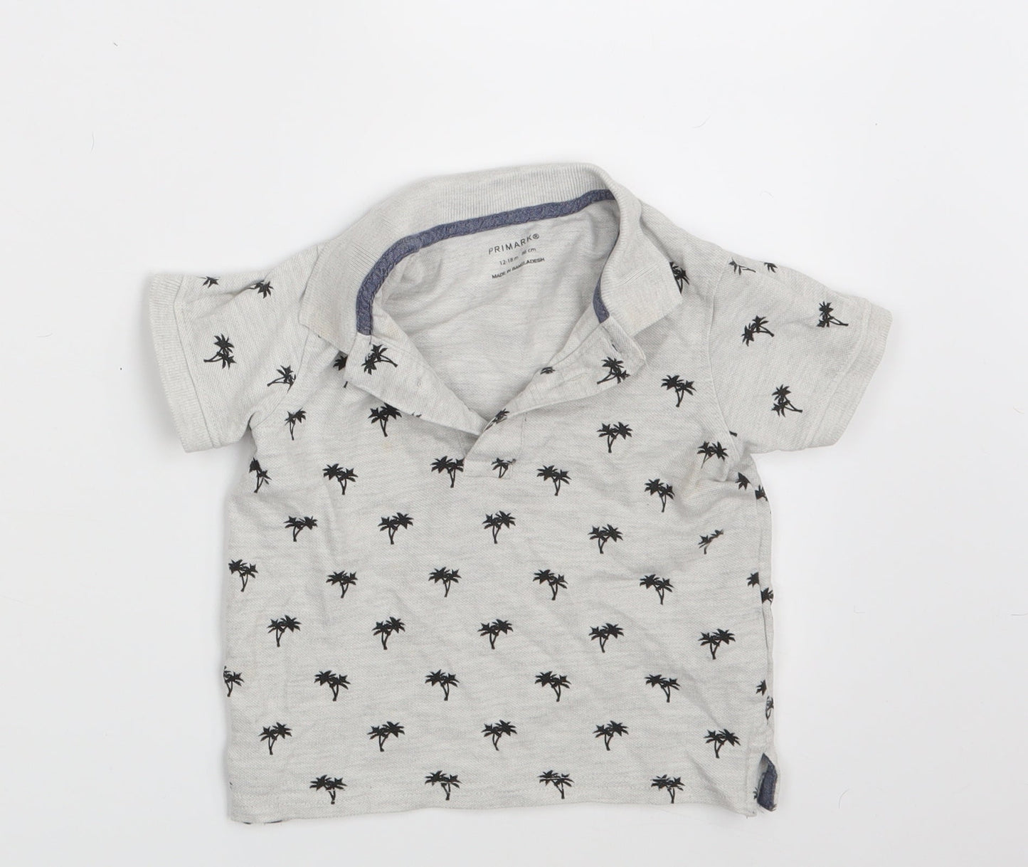 Primark Boys Grey Floral  Basic Polo Size 12-18 Months