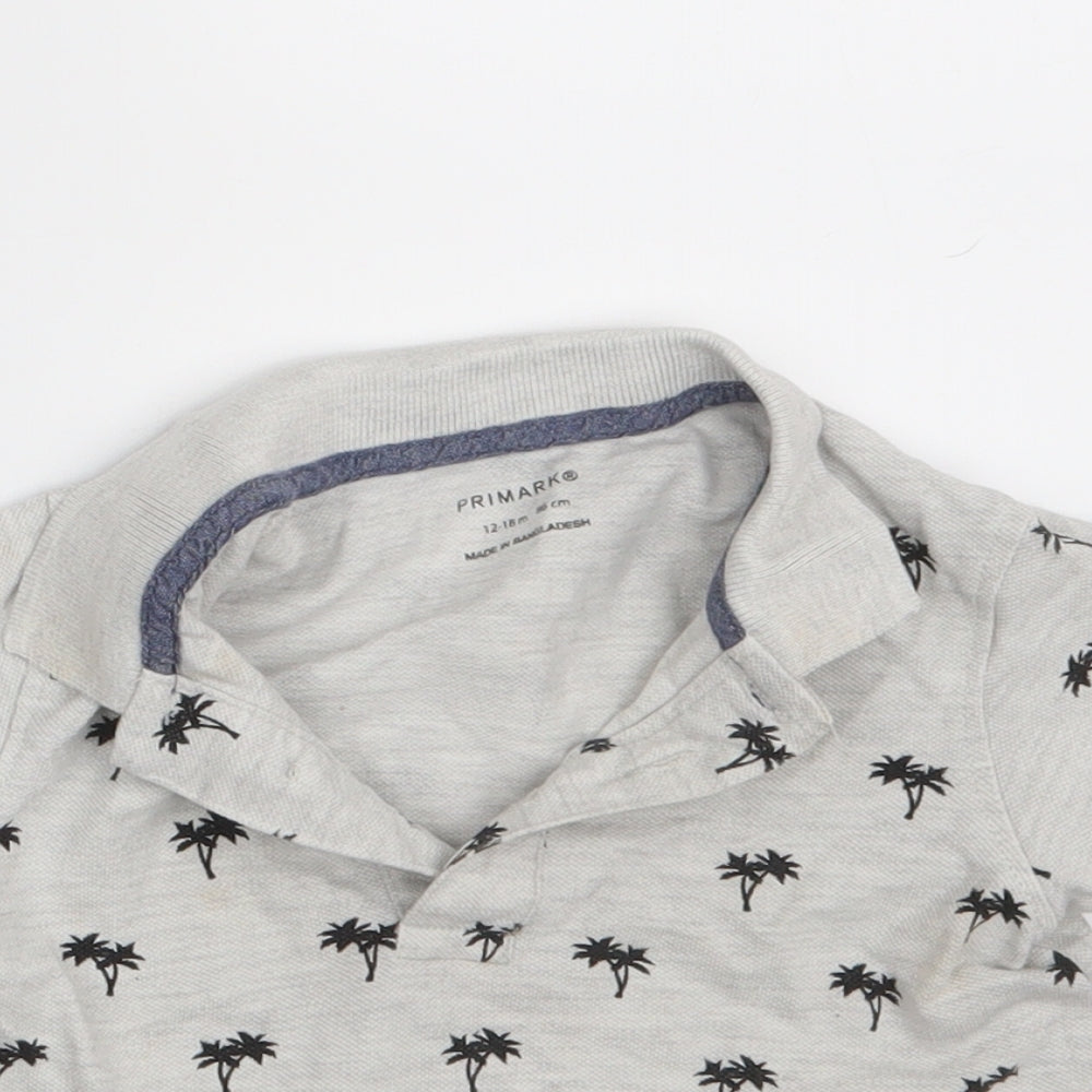 Primark Boys Grey Floral  Basic Polo Size 12-18 Months