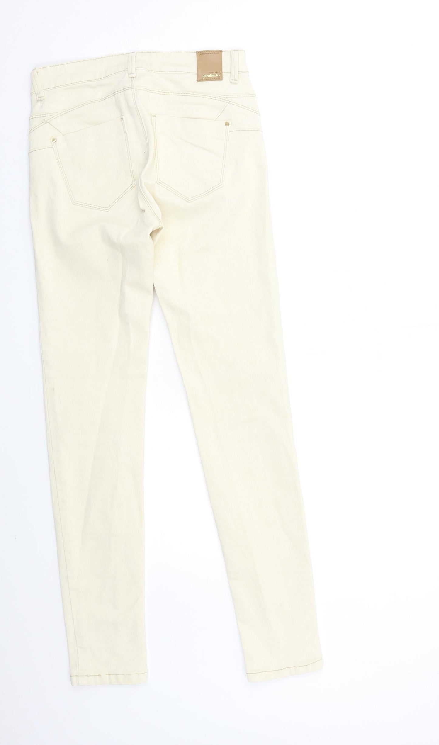 Stradivarius Womens Ivory  Denim Skinny Jeans Size 8 L30 in