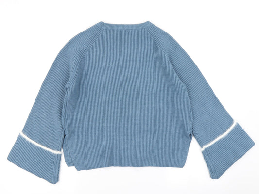 New Look Womens Blue  Knit Pullover Jumper Size S  - Flare sleeve