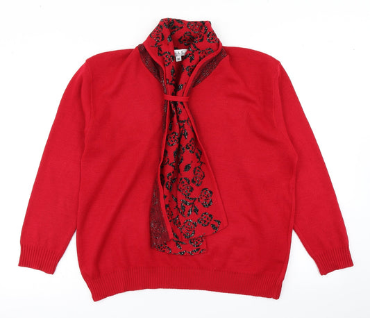 Pure & Natural Womens Red  Knit Pullover Jumper Size M