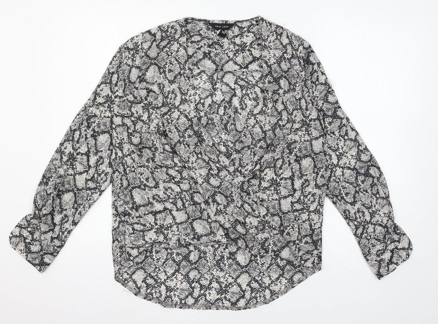 New Look Womens Grey Animal Print  Basic Blouse Size 6