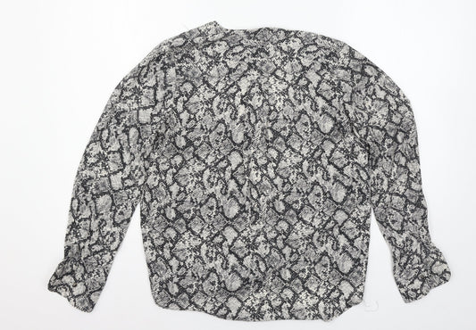 New Look Womens Grey Animal Print  Basic Blouse Size 6