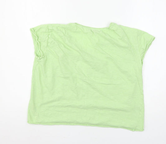 Pull&Bear Womens Green  Jersey Basic T-Shirt Size L