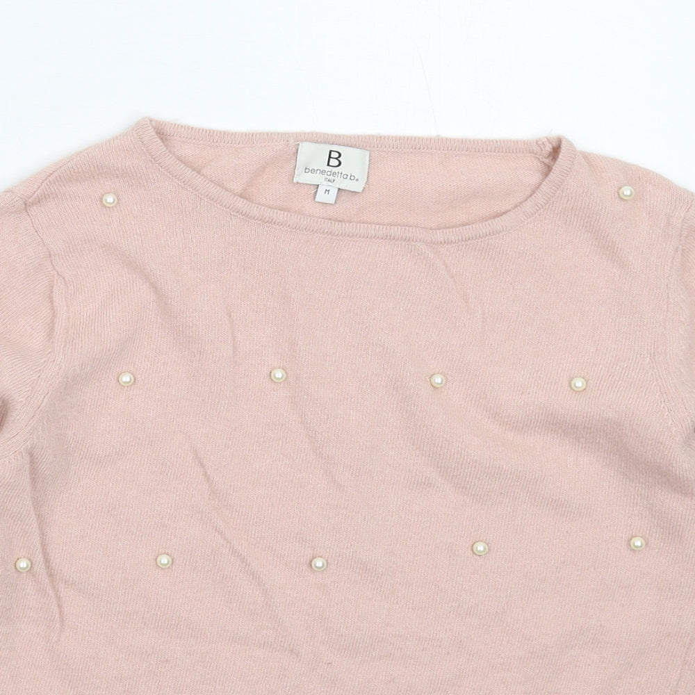 Benedetta B Womens Beige  Knit Pullover Jumper Size M