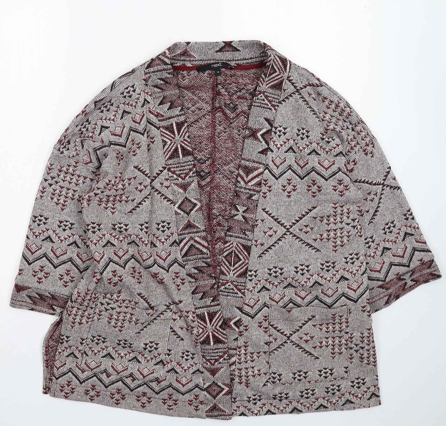 NEXT Womens Multicoloured Geometric Knit Cardigan Jumper Size 12