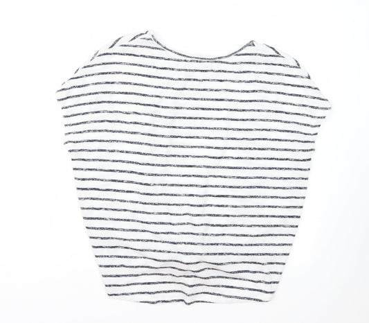 New Look Womens White Striped  Pullover Jumper Size S