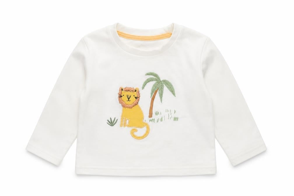 Primark Baby White   Basic T-Shirt Size 9-12 Months  - embroidered lion