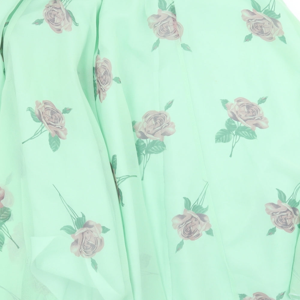 Preworn Womens Green Floral  A-Line Skirt Size 30 in