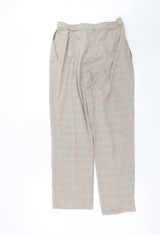 Marks and Spencer Womens Beige Check  Trousers  Size 12 L26 in