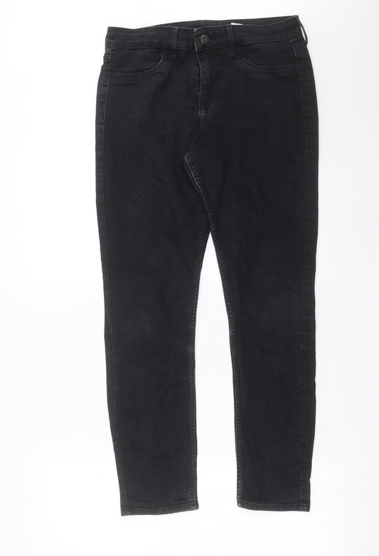 H&M Womens Black  Denim Skinny Jeans Size 10 L28 in