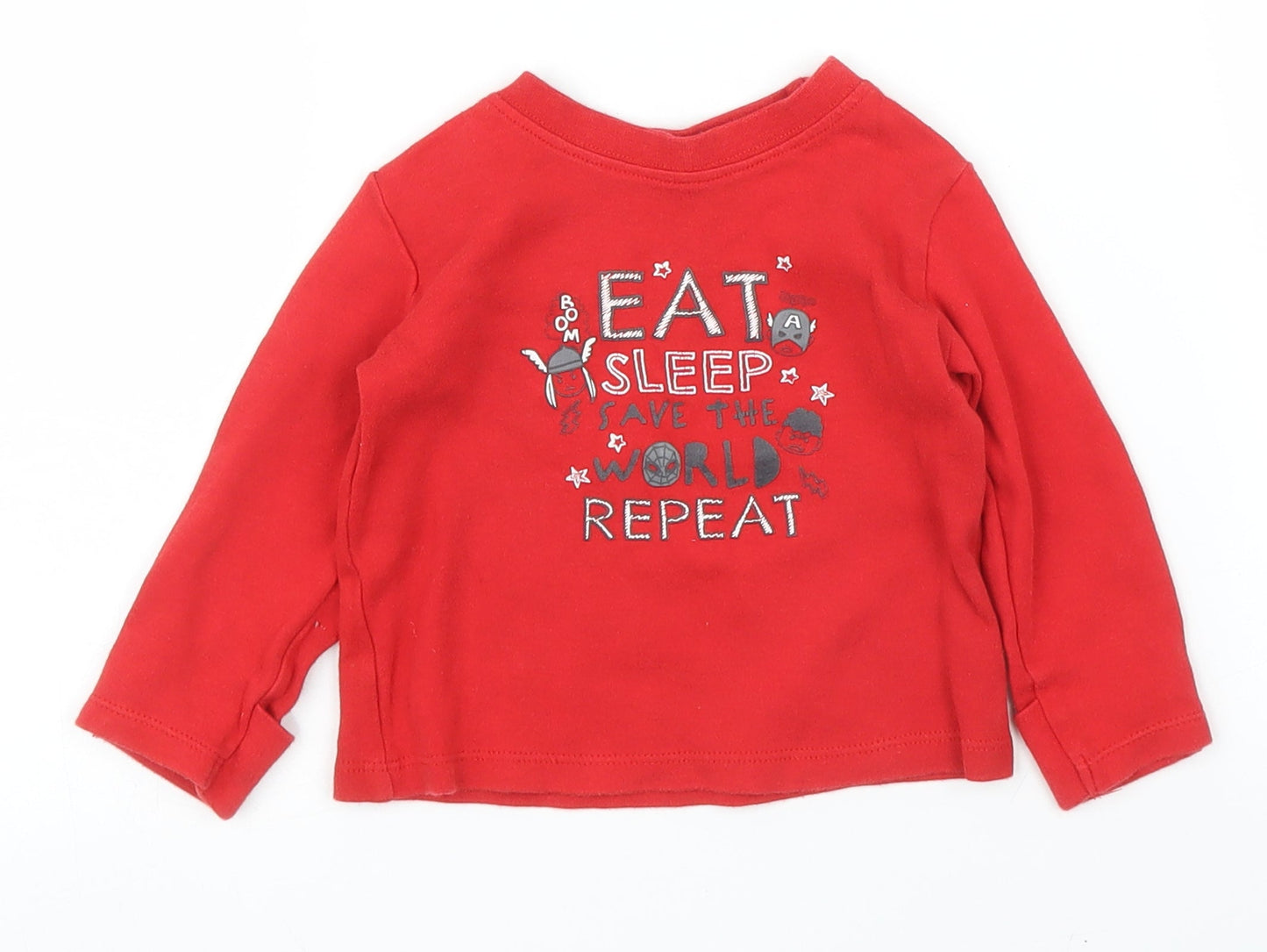 George Boys Red   Basic T-Shirt Size 6-9 Months  - Marvel